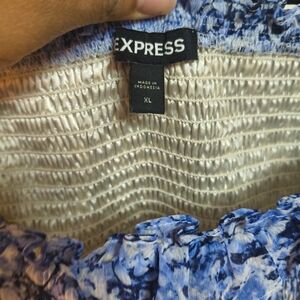 Express Blue Floral Smocked Top